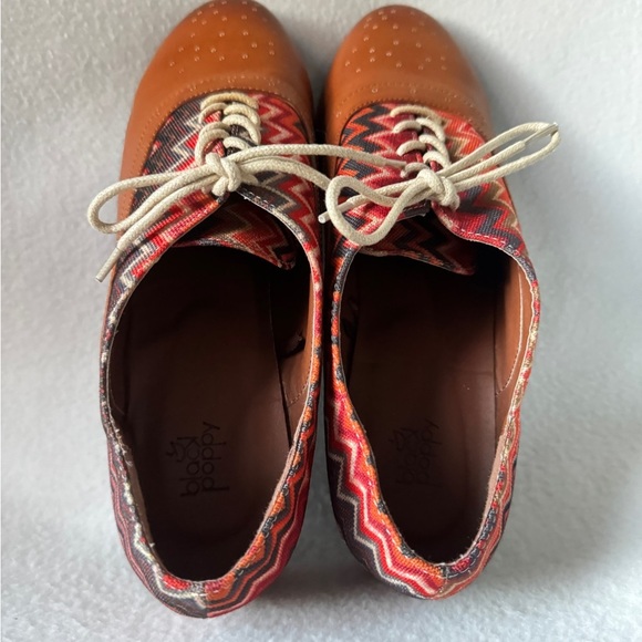 Black Poppy Size 8 1/2 Multicolored Chevron Oxford Women’s Shoes. - Picture 7 of 15